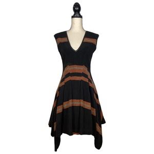 NEW $545  Morgan Carper Mc Vao Wool Blend Black Orange Dress        Size: 4